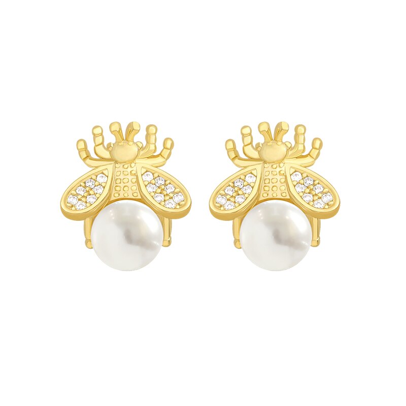 bee pearl earrings