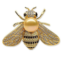 Load image into Gallery viewer, Golden Bee Pearl Brooch