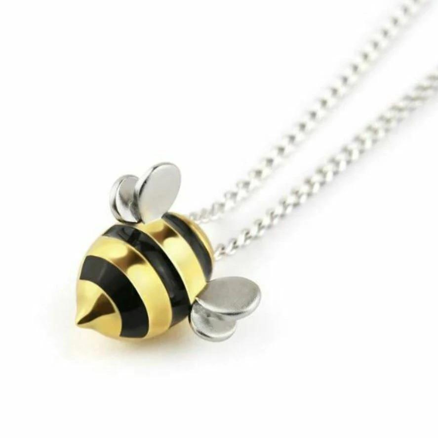 Sterling Silver Bee Necklace. Yellow-Black - Tommy J Designer Jewelry