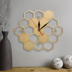 Honeycomb Natural Wooden Clock
