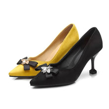 Load image into Gallery viewer, Luxury Yellow/Black Stiletto with Bee Jewel