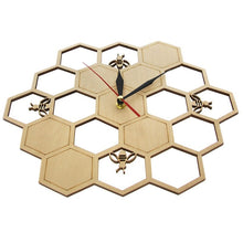 Load image into Gallery viewer, Honeycomb Natural Wooden Clock