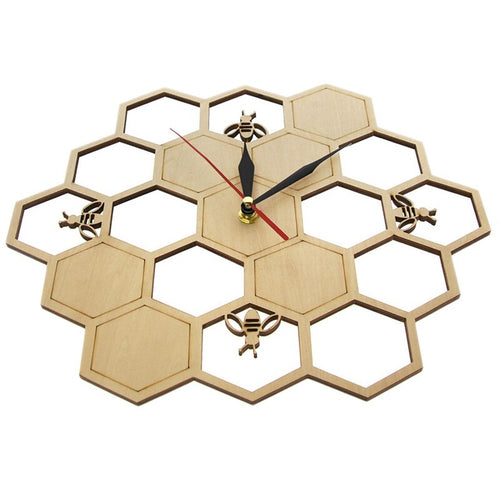 Honeycomb Natural Wooden Clock