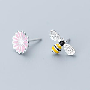 bee and flower earrings