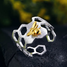Load image into Gallery viewer, Silver Honeycomb Open Ring