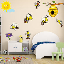 Load image into Gallery viewer, Flying Bees and Hive Wall Stickers